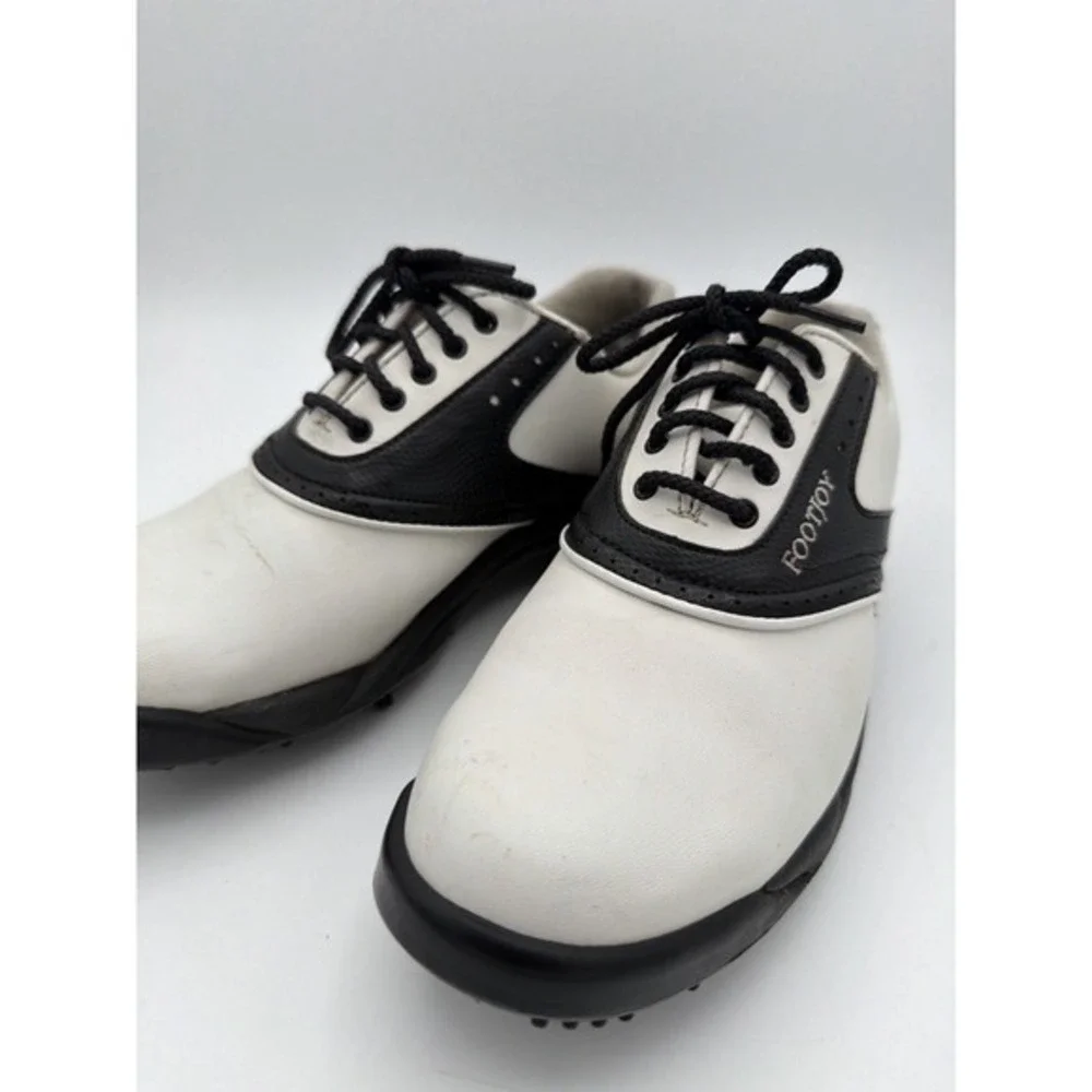 FootJoy‎ GreenJoys Golf Shoes Women's 7  White Black Saddle Soft Spike     1624